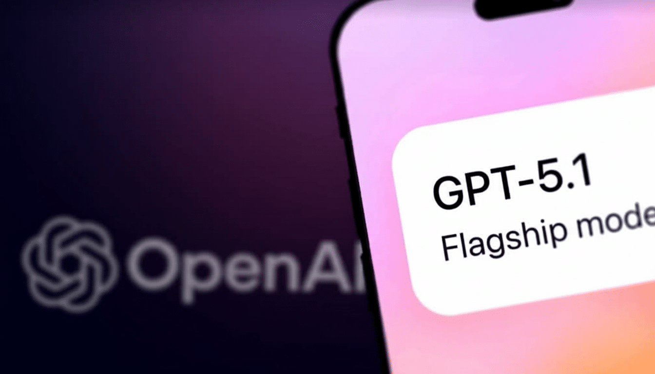 ChatGPT 5.1 AI chatbot update with glitch effects highlighting persistent quirks