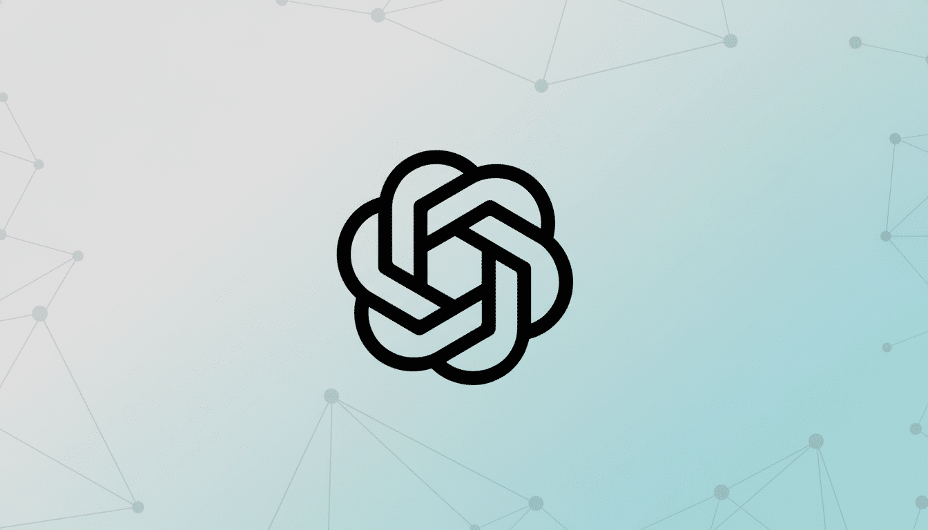 A black, stylized knot-like logo with six interconnected loops forming a hexagonal center, set against a professional light blue and white gradient background with subtle geometric patterns.