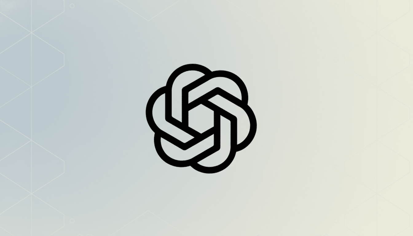 A black, stylized knot-like logo with six interwoven loops forming a central hexagon, set against a professional light gray background with subtle geometric patterns.