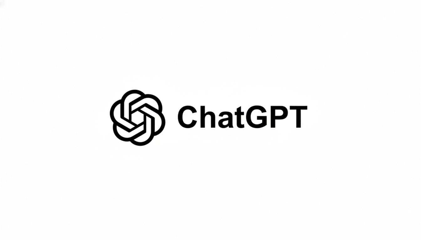 The ChatGPT logo, featuring a stylized black knot-like icon to the left of the word ChatGPT in black text, all set against a clean white background.