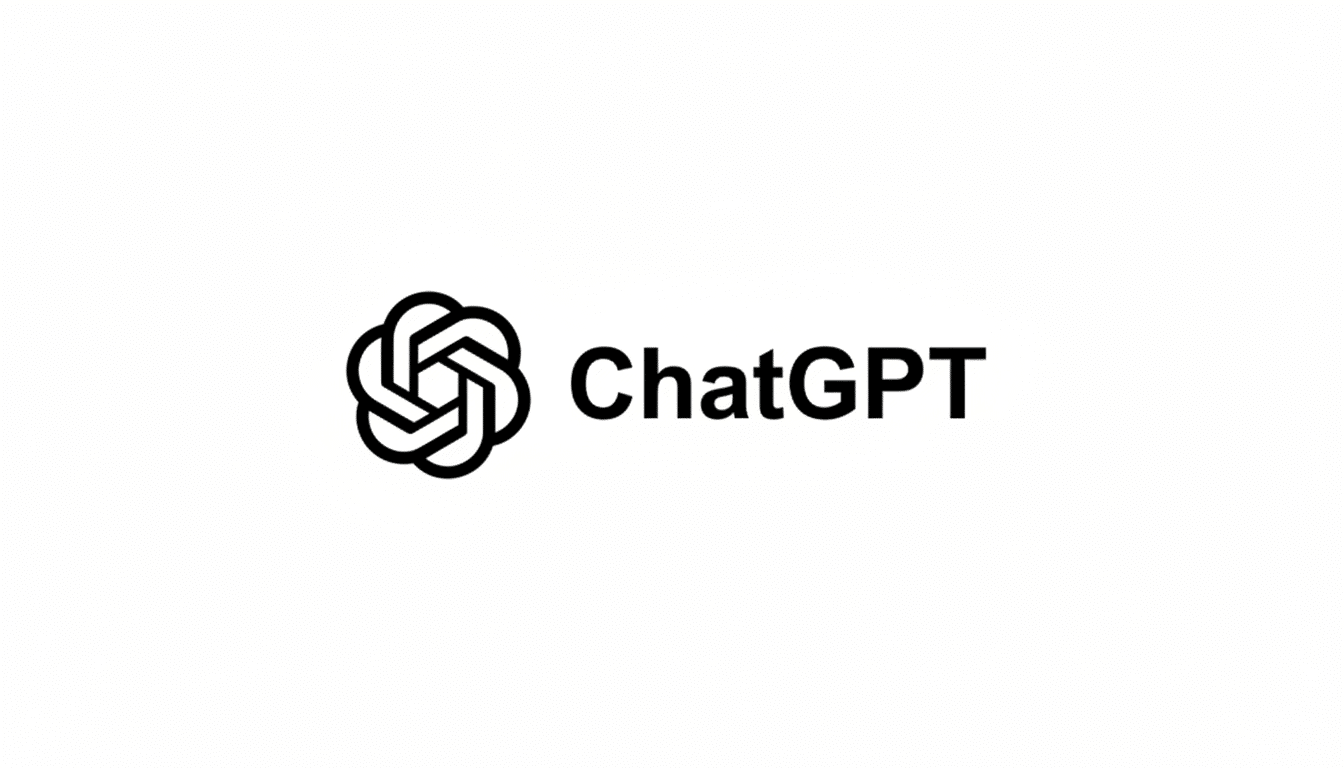 The ChatGPT logo, featuring a stylized black knot-like icon to the left of the word ChatGPT in black text, all set against a clean white background.