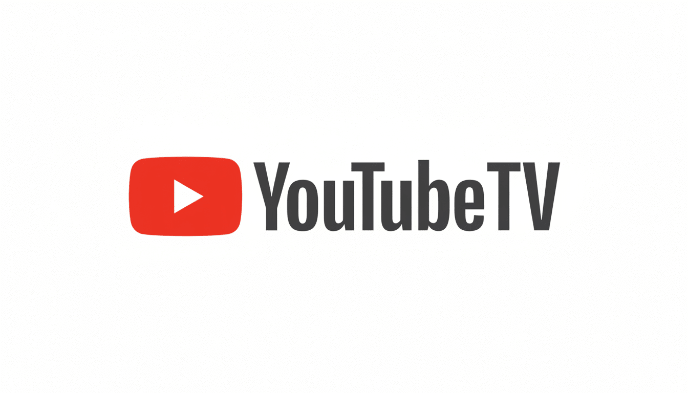 The YouTube TV logo, featuring a red play button icon next to the words YouTube TV in dark gray, set against a clean white background.