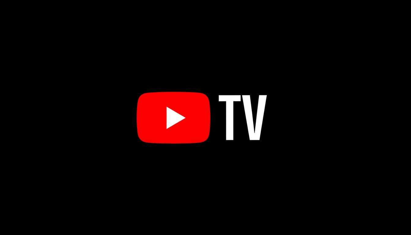 The YouTube TV logo, featuring a red play button icon next to the white text TV, all set against a black background.