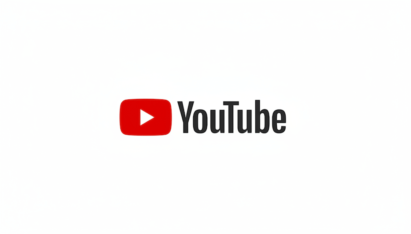 The YouTube logo, featuring a red play button icon next to the word YouTube in black text, centered on a white background with a 16:9 aspect ratio.