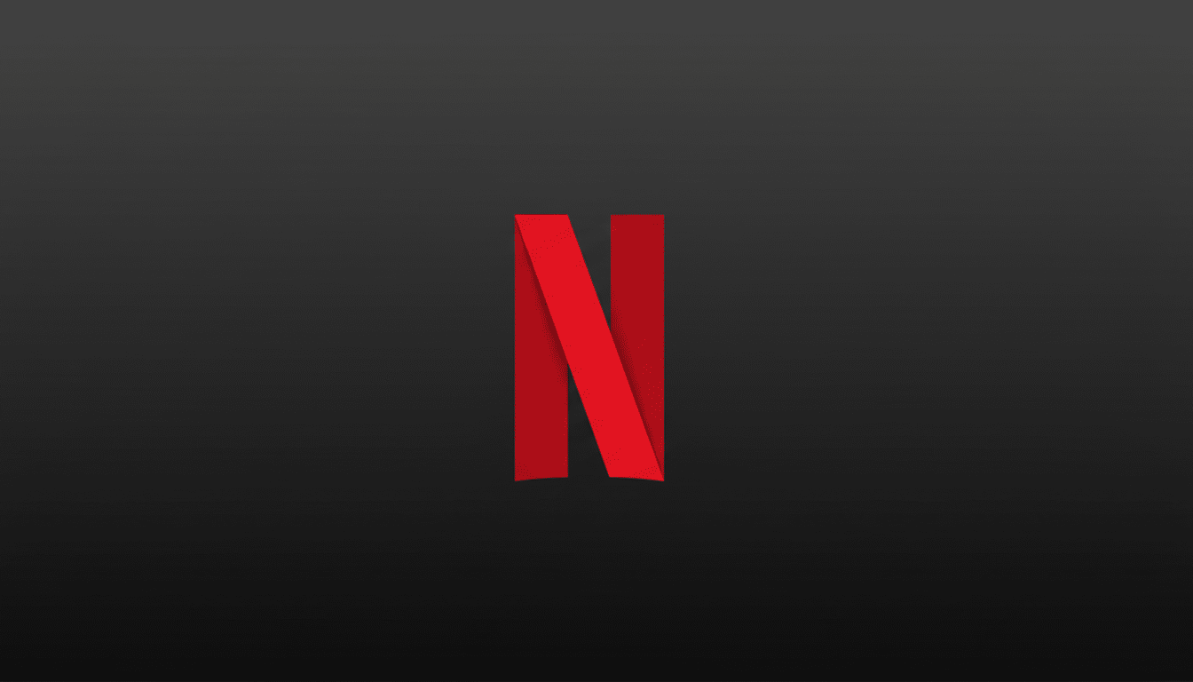 The Netflix logo, a red letter N with a folded ribbon effect, centered on a dark gray background with a subtle gradient.