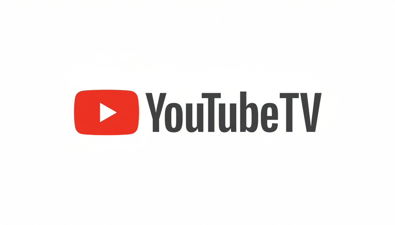 The YouTube TV logo, featuring a red play button icon next to the text YouTube TV in dark gray, set against a clean white background.