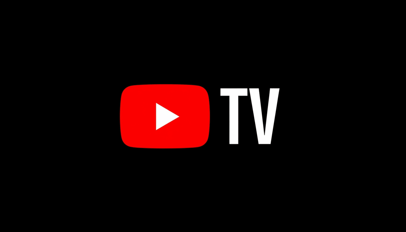 The YouTube TV logo, featuring a red play button icon next to the white text TV, centered on a black background.