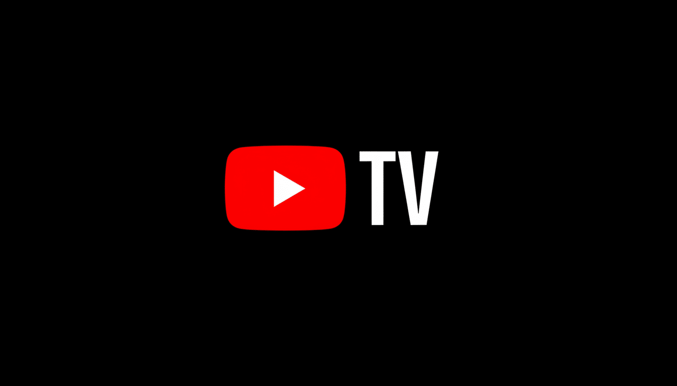 The YouTube TV logo, featuring a red play button icon next to the white text TV, set against a black background.