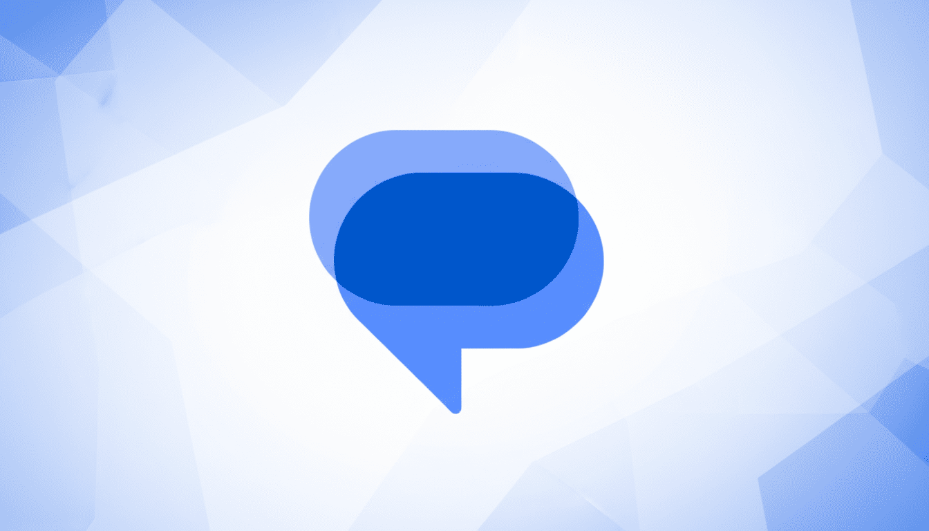 A blue chat bubble icon on a professional flat design background with soft blue patterns and gradients.