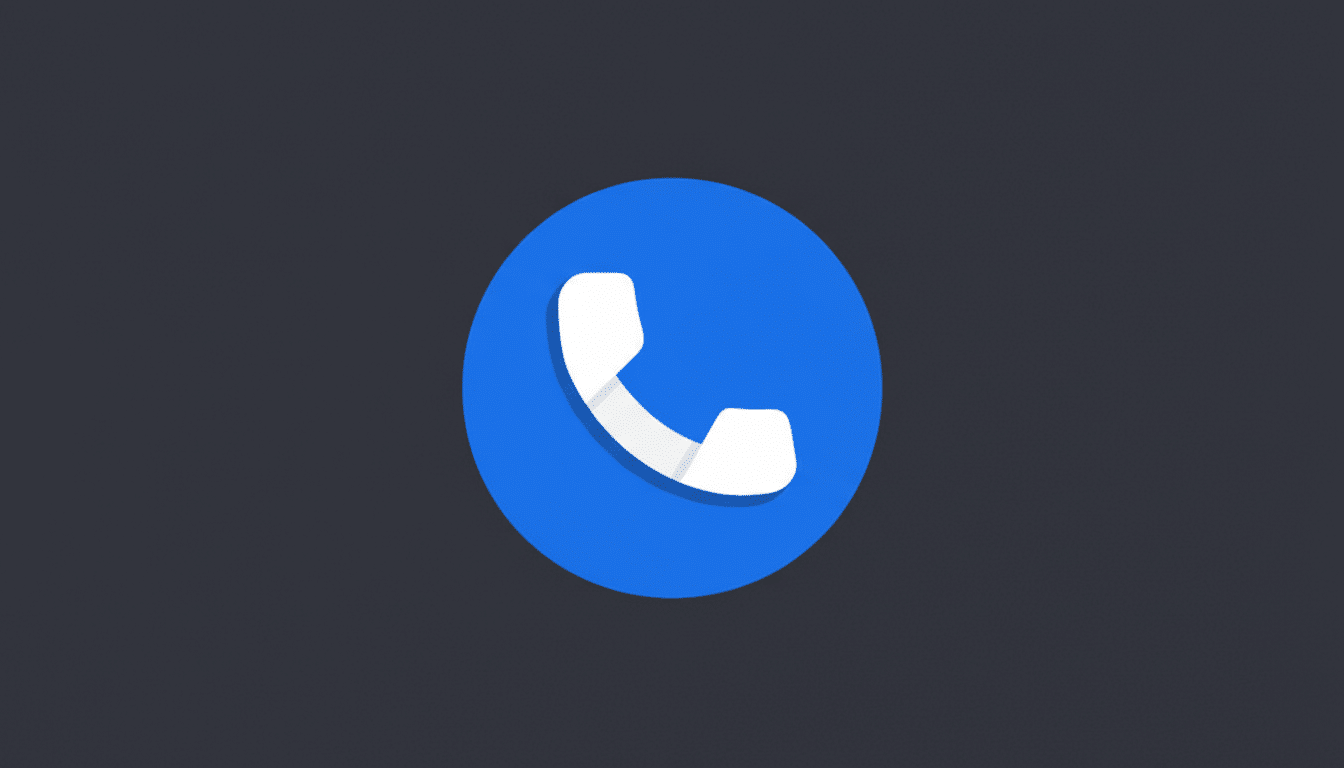 A white phone icon inside a blue circle, set against a dark gray background.