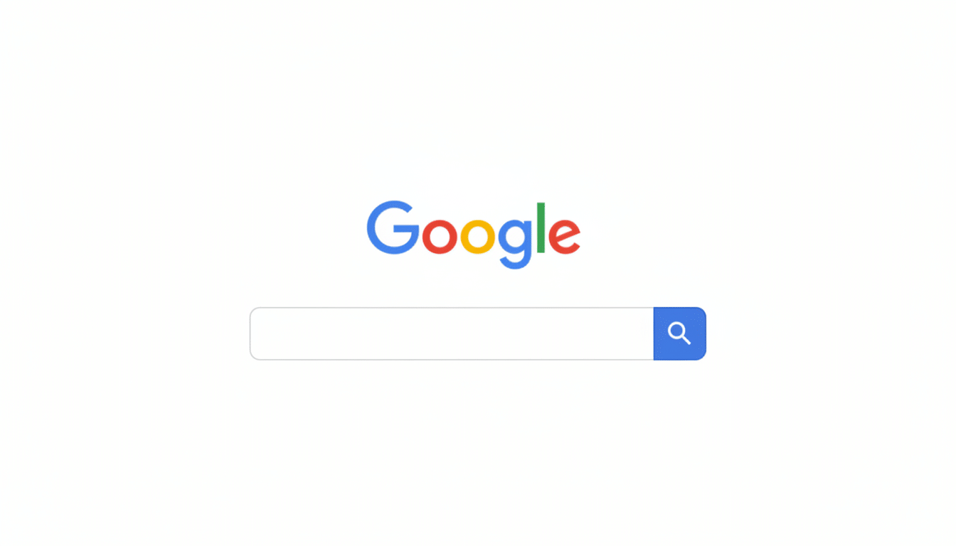 The Google logo and search bar on a white background, resized to a 16:9 aspect ratio.