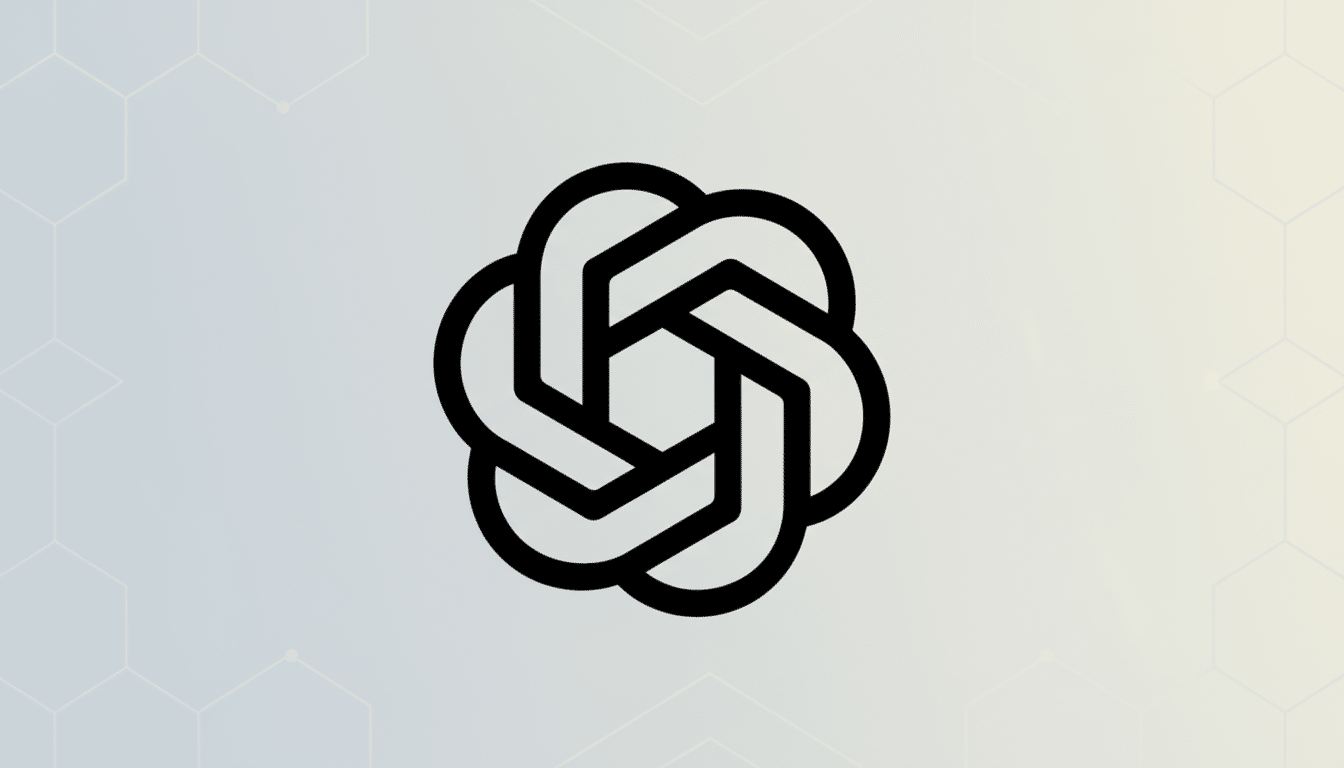 A black, stylized knot-like logo with six interconnected loops forming a central hexagon, set against a professional flat design background with soft patterns and gradients.