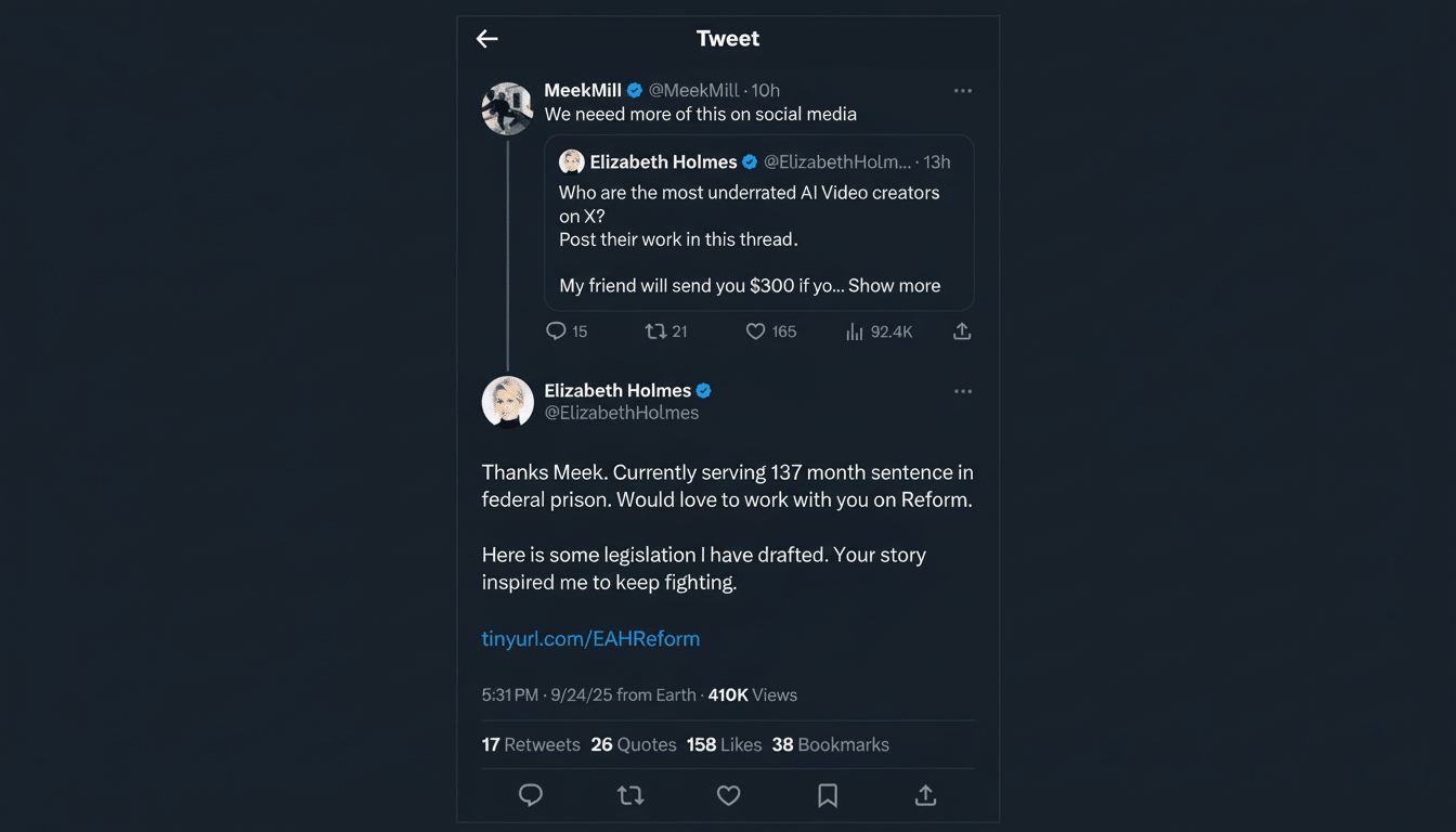 Elizabeth Holmes dictates tweets from prison, fueling boycott debate