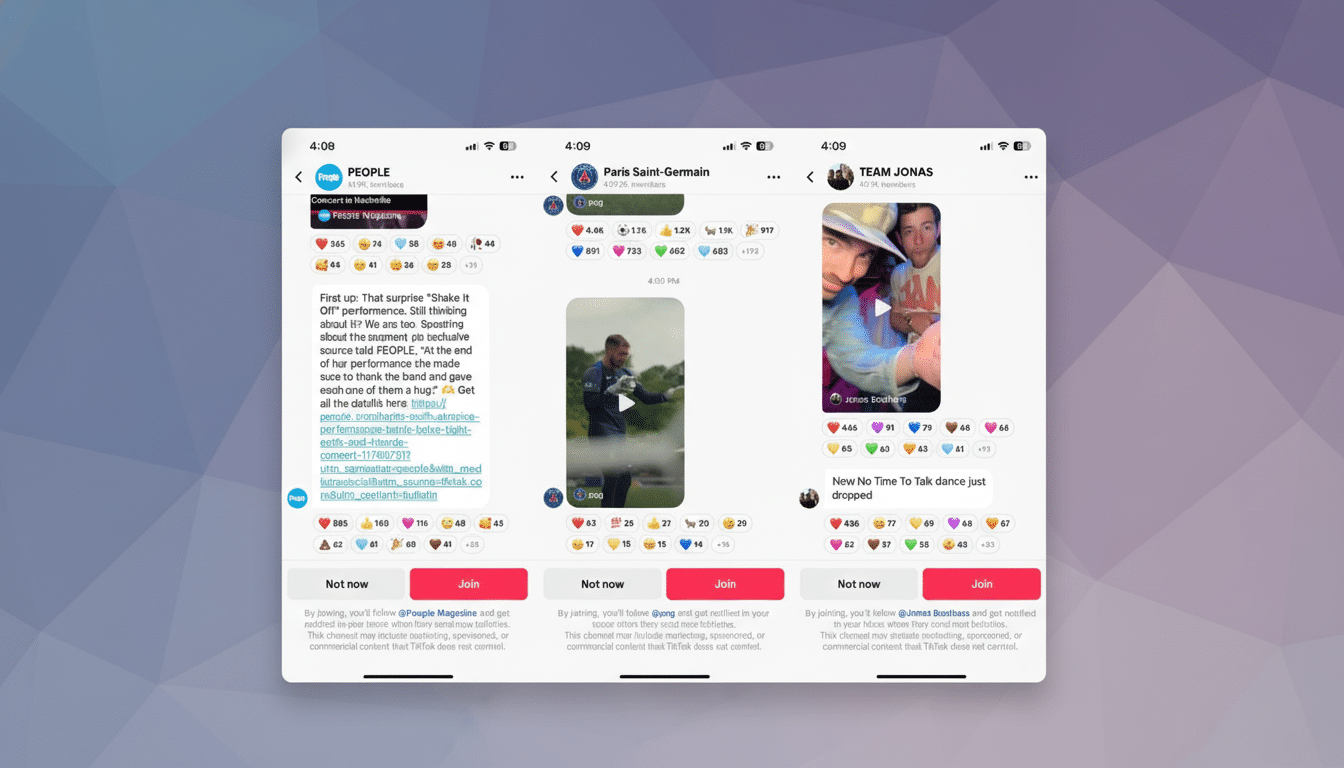 A professional, enhanced image of three TikTok chat interfaces, resized to a 16:9 aspect ratio. The background features a subtle, geometric pattern in soft gray tones, complementing the clean presentation of the app interfaces.