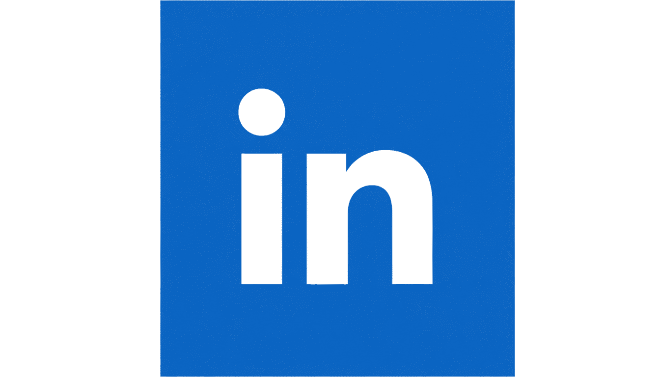 The LinkedIn logo, featuring a white in on a blue square, resized to a 16:9 aspect ratio with a white background.