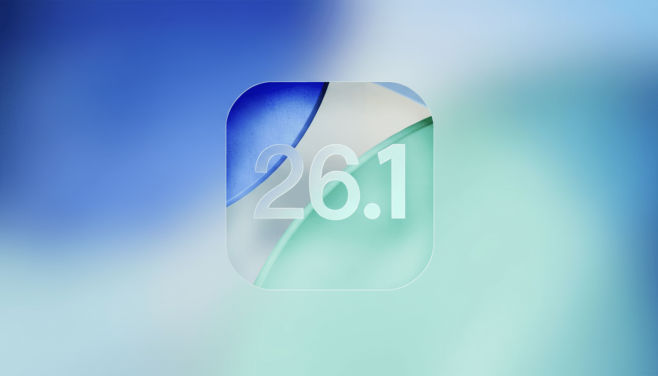 A professional image featuring a rounded square icon with the number 26.1 in white, set against a blurred background of blue and green hues.