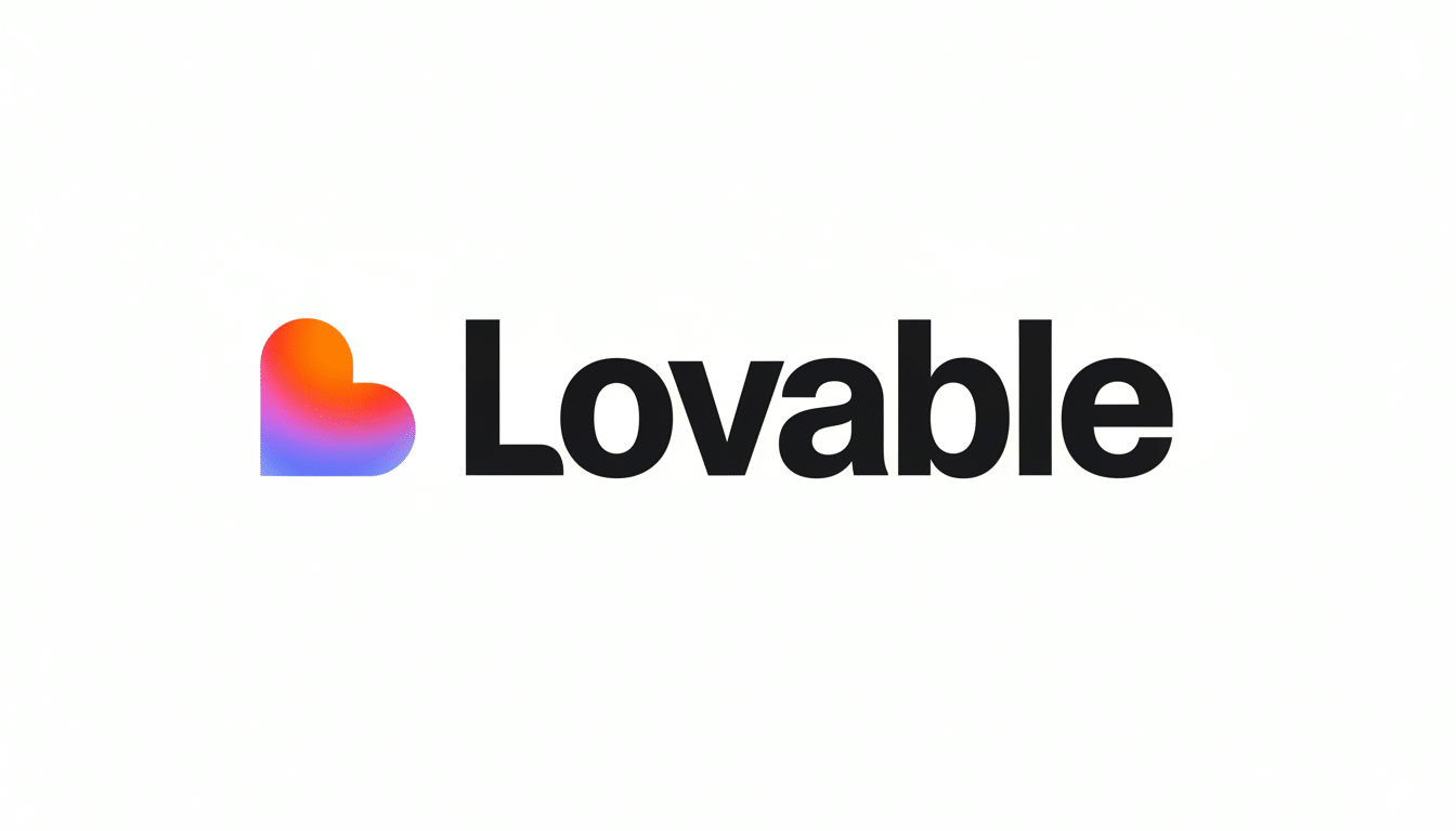 The Lovable logo, featuring a gradient heart icon in orange, pink, and purple, next to the word Lovable in black sans-serif font, all on a white background.