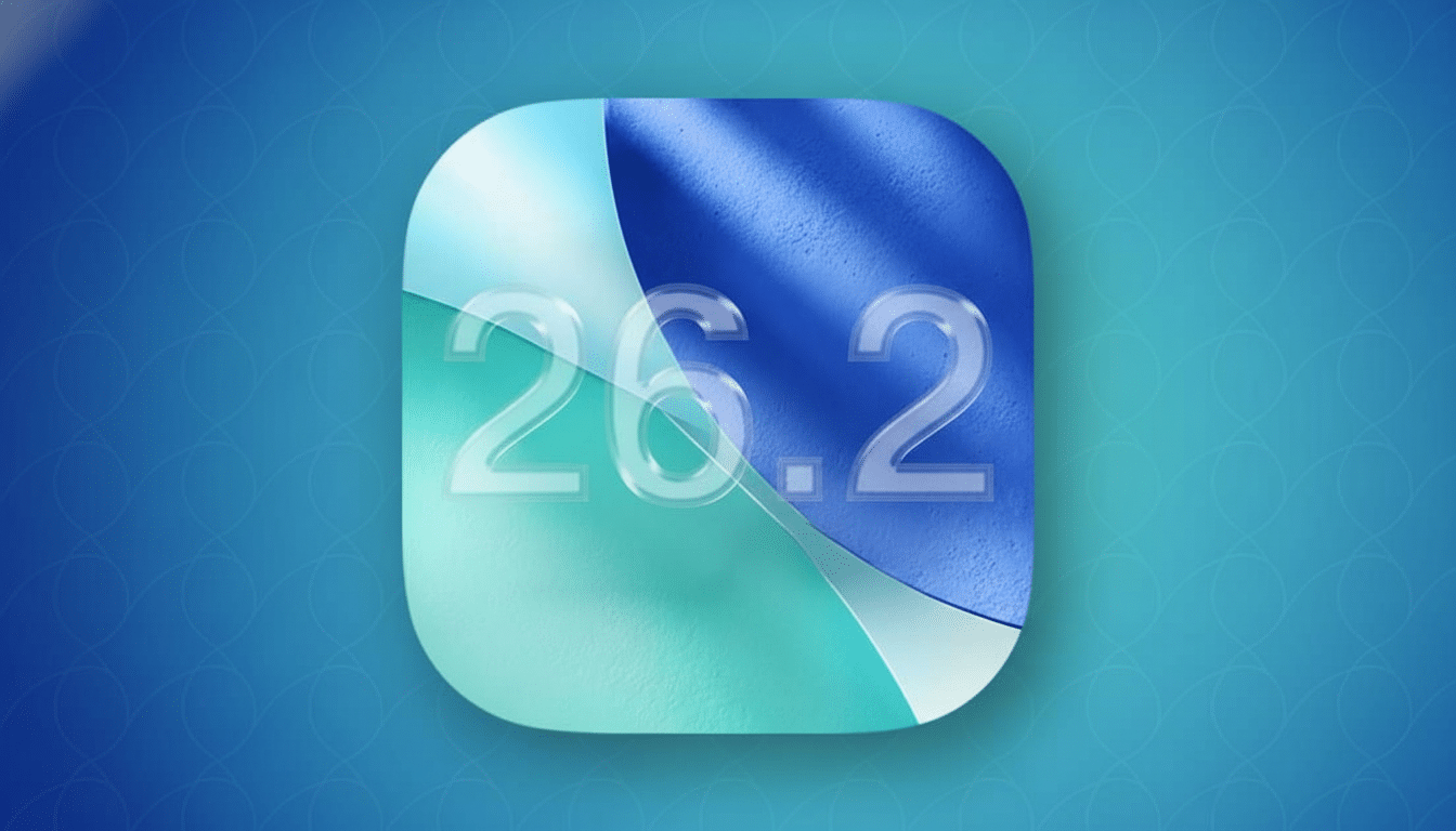 A 16:9 aspect ratio image featuring a rounded square icon with a blue and teal gradient background, displaying the numbers 26.2 in a clear, slightly reflective font. The background is a professional flat design with subtle circular patterns.