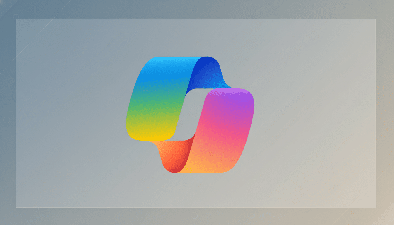 A colorful, gradient-filled ribbon-like shape on a professional flat design background with soft patterns and gradients.