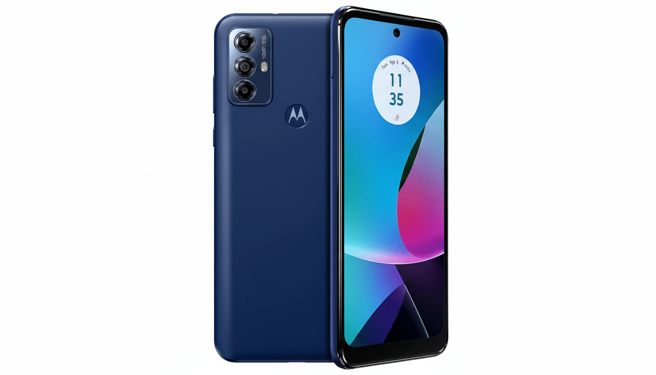 Motorola logo and EU flag with smartphone, dispute over five-year Android updates mandate