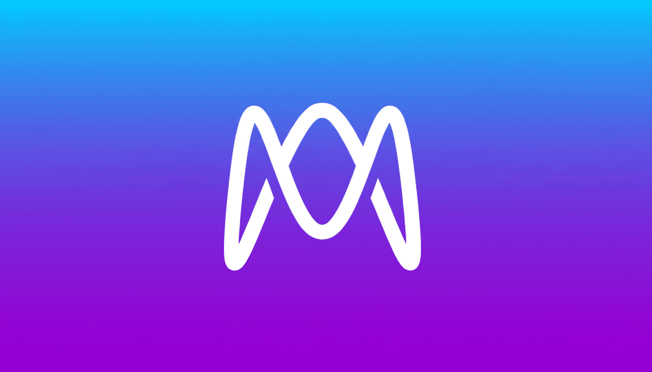 A white, stylized M logo on a blue and purple gradient background, resized to a 16:9 aspect ratio.