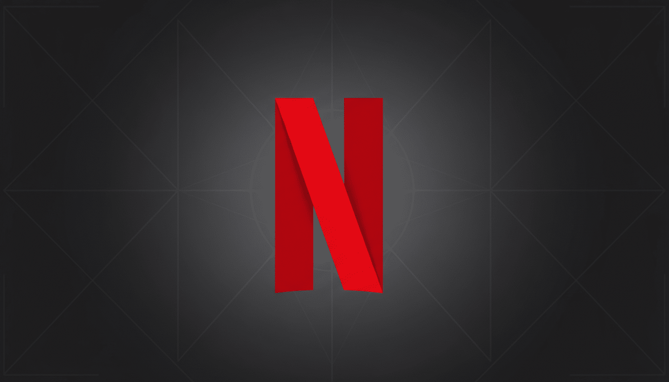 The Netflix logo, a red stylized letter N, centered on a dark gray background with subtle geometric patterns.
