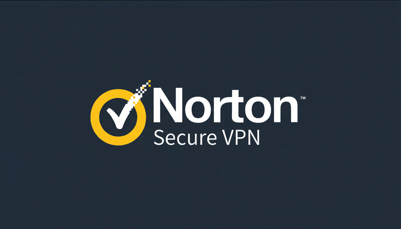 The Norton Secure VPN logo, featuring a yellow checkmark inside a circle, with Norton in white text and Secure VPN in smaller white text below it, all on a dark gray background.