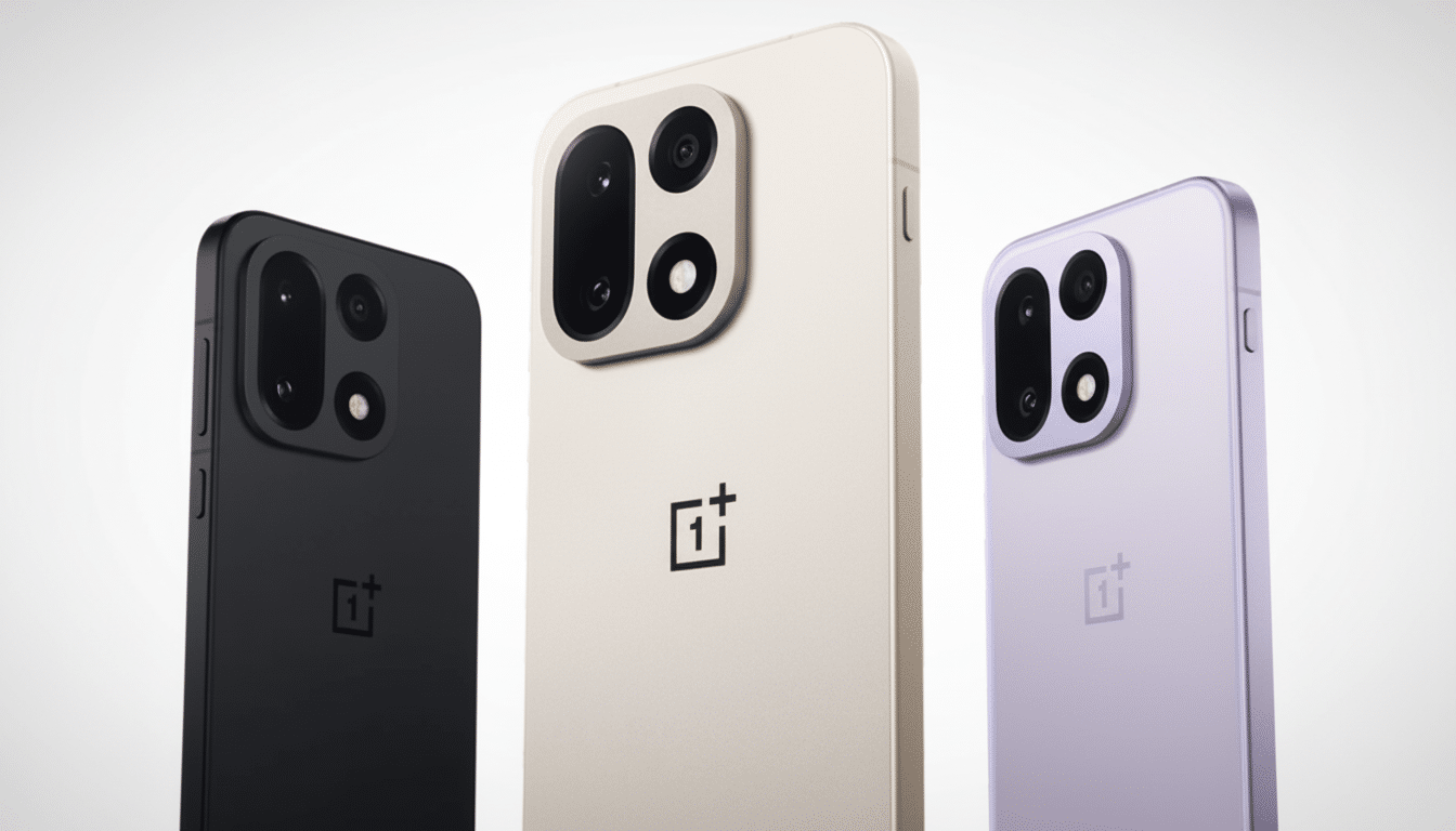 OnePlus 15 phone with fast charging and battery icons on world map, indicating global rollout