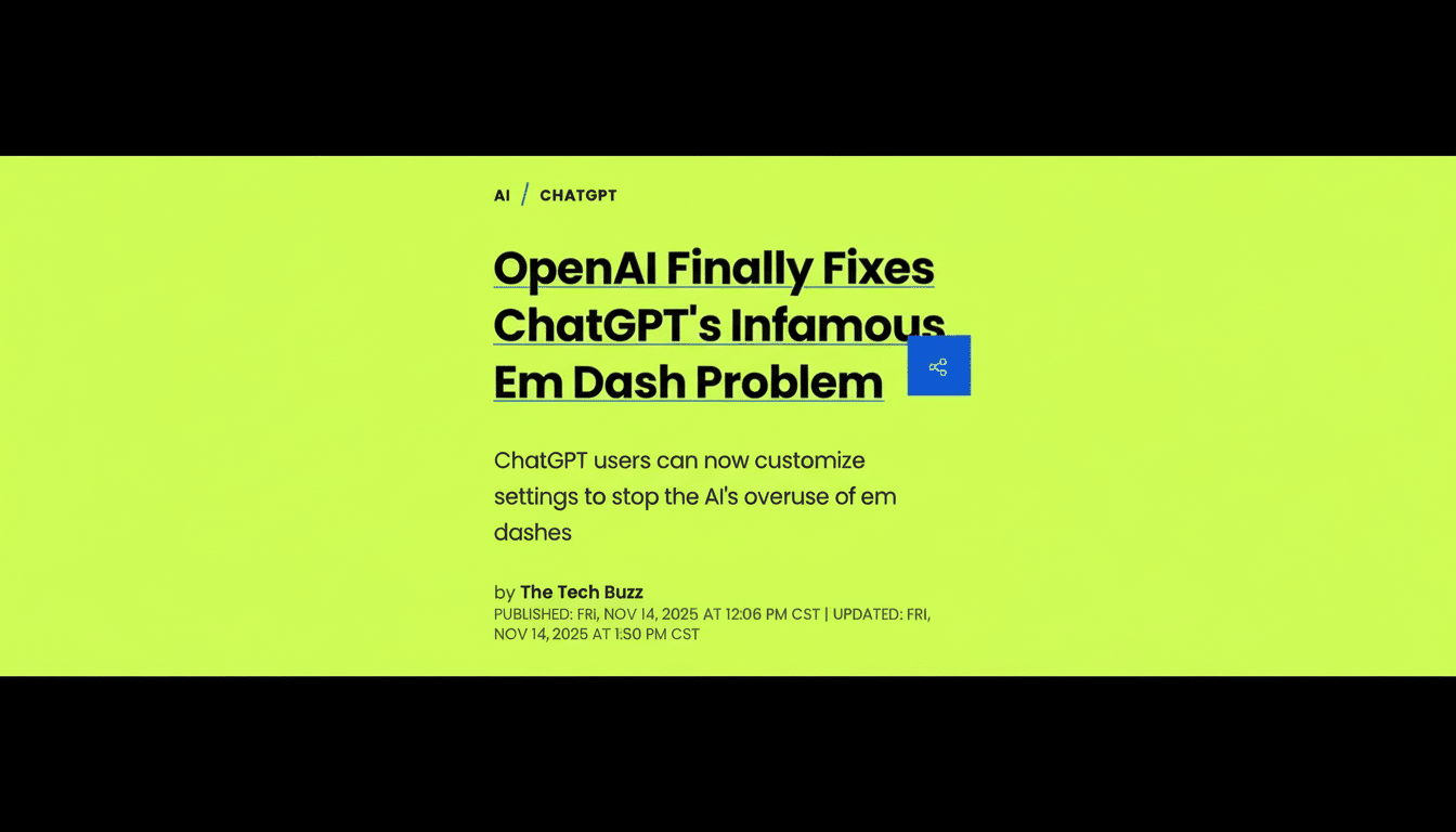 OpenAI corrects ChatGPT em dash overuse in replies