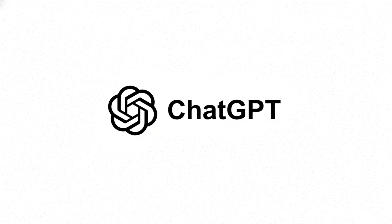 The ChatGPT logo, featuring a stylized black knot-like icon to the left of the word ChatGPT in black text, all on a white background.