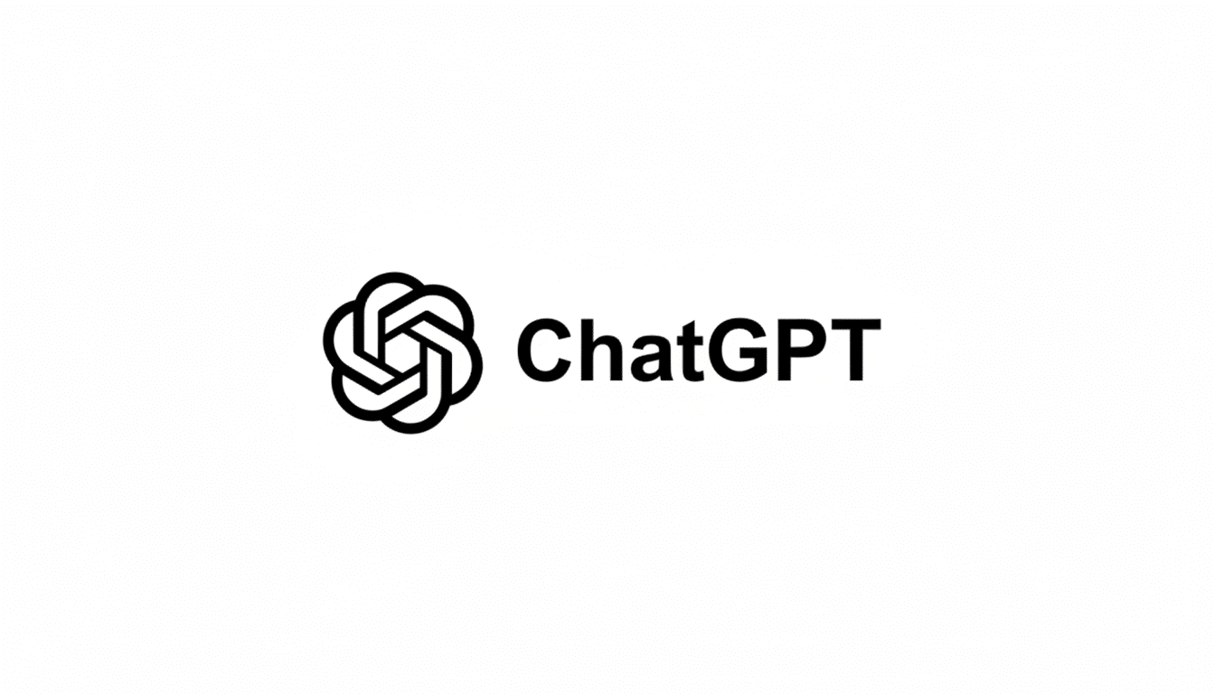 The ChatGPT logo, featuring a stylized black knot-like icon to the left of the word ChatGPT in a bold black sans-serif font, all on a clean white background.