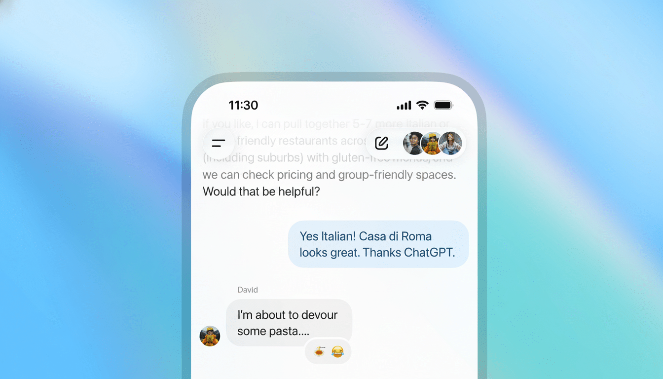 A smartphone screen displaying a chat conversation with a message that reads Yes Italian! Casa di Roma looks great. Thanks ChatGPT.
