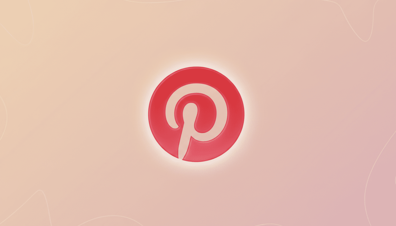 The Pinterest logo, a red circle with a stylized white P inside, centered on a soft, gradient background with subtle, wavy patterns.