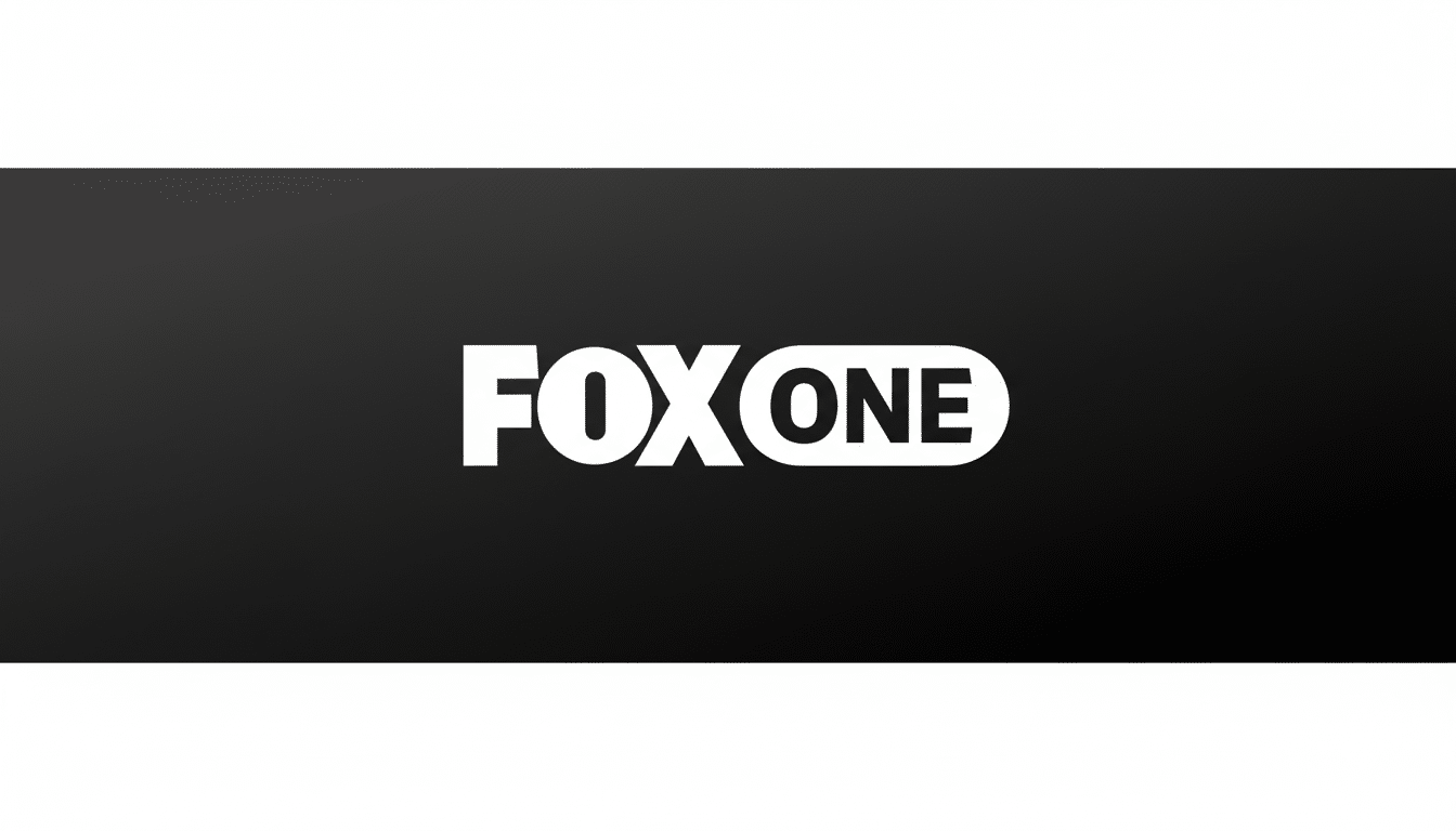 The Fox One logo, featuring FOX in bold white letters and ONE in a white oval, centered on a black background with a subtle gradient, resized to a 16:9 aspect ratio.