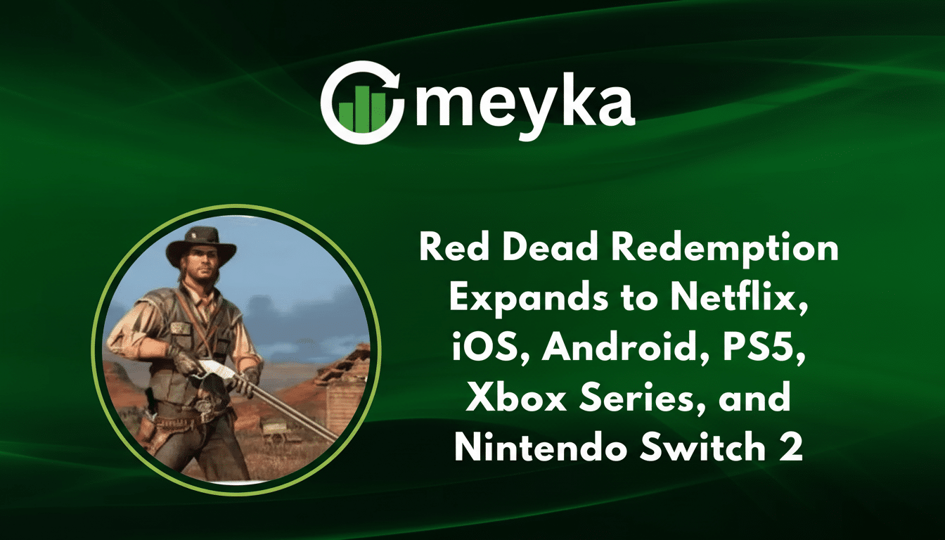 Red Dead Redemption cover art alongside PS5, Xbox, iOS and Android platform logos