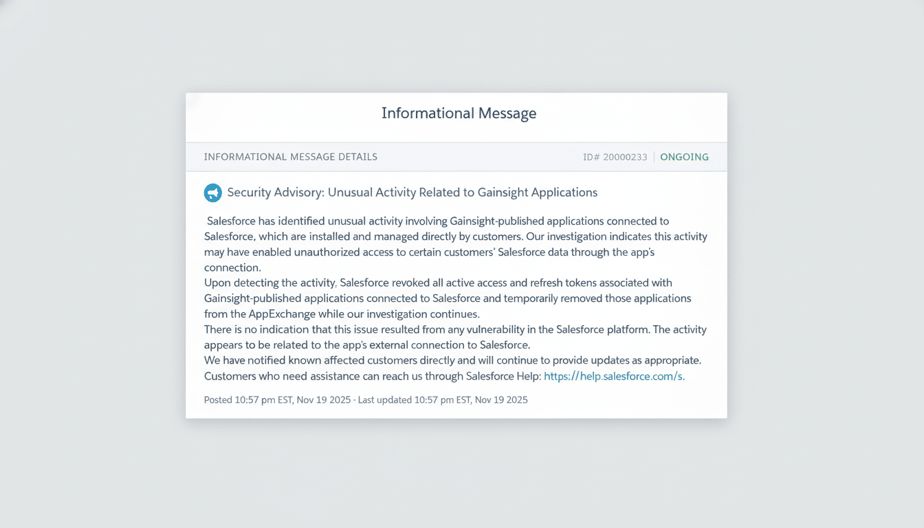 Salesforce logo with padlock graphic after Gainsight breach exposing customer data