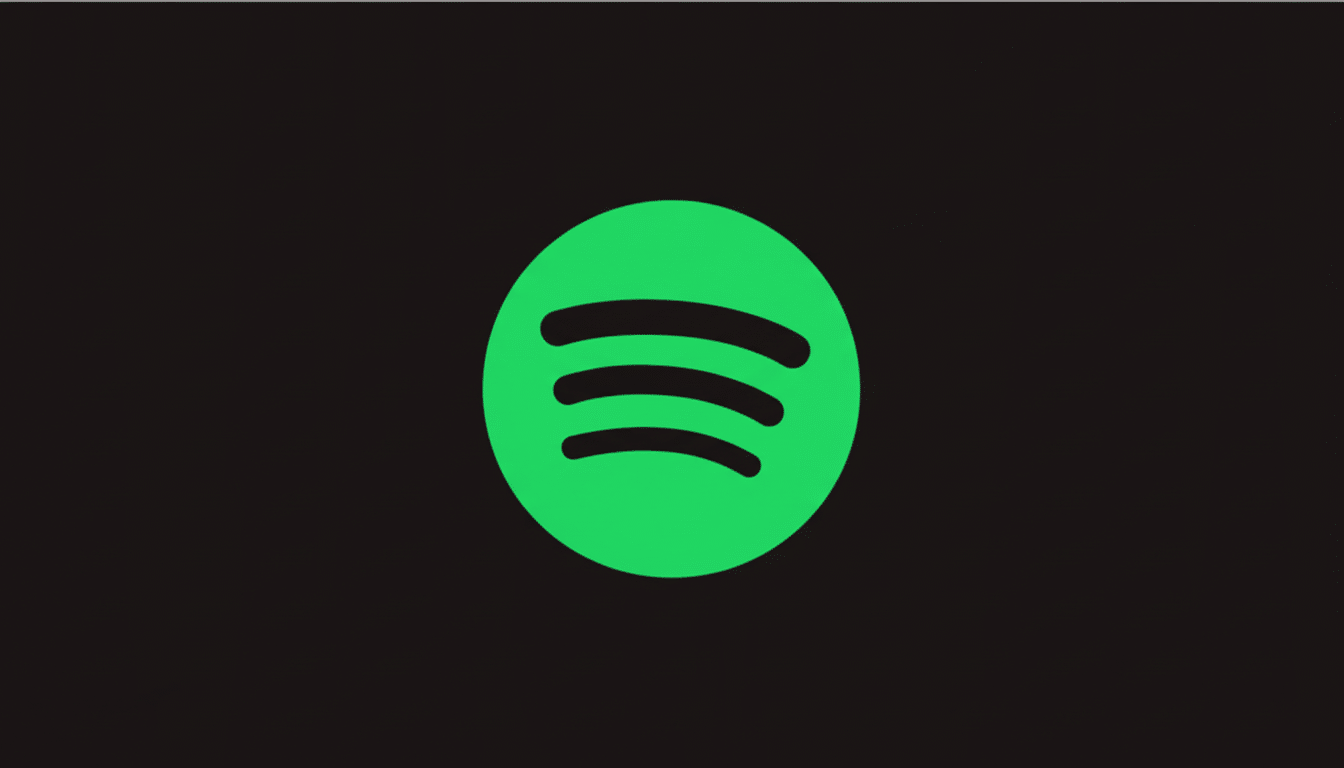 The Spotify logo, a bright green circle with three black curved lines representing sound waves, centered on a dark gray background.