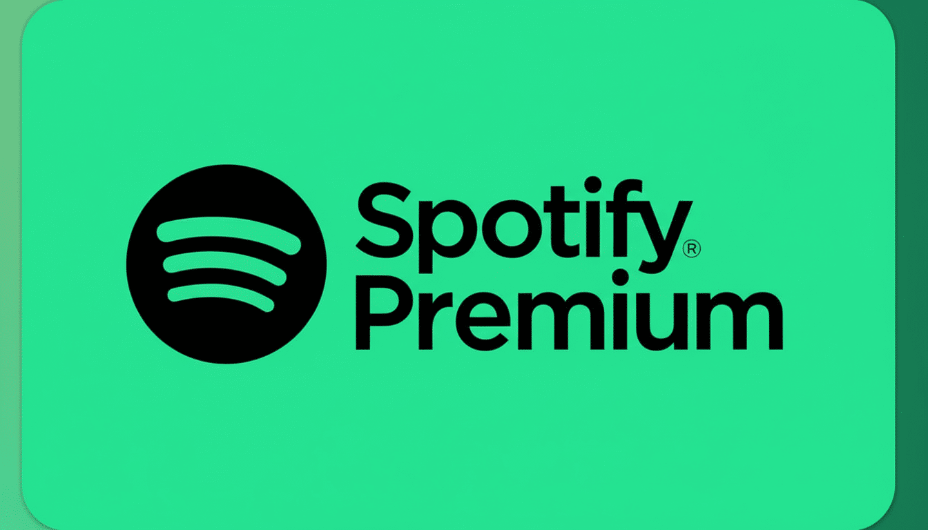 The Spotify Premium logo on a green background, resized to a 16:9 aspect ratio with a subtle gradient.