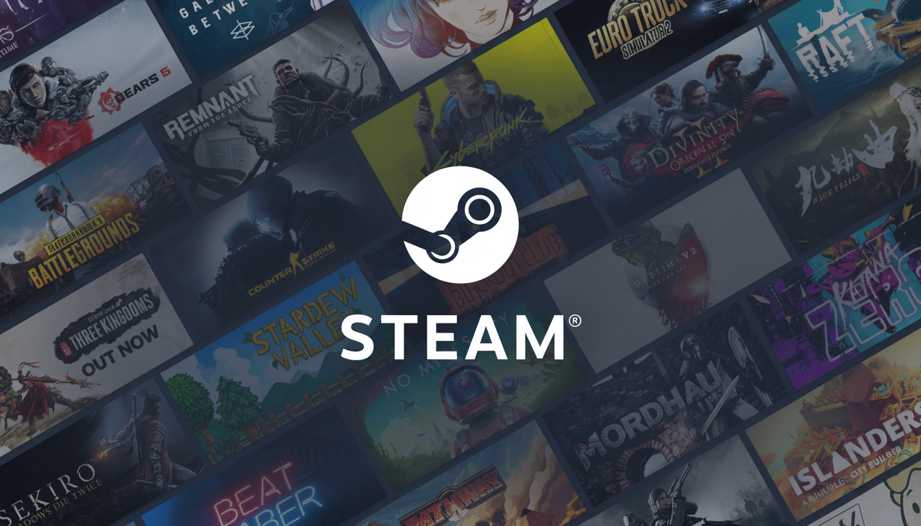 Steam platform hits new user record, upward chart illustrates milestone and breakdown