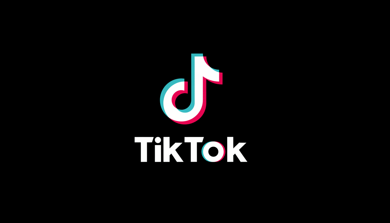 The TikTok logo, featuring a white musical note icon with cyan and magenta shadows, and the word TikTok in white text below it, all on a black background, resized to a 16:9 aspect ratio.
