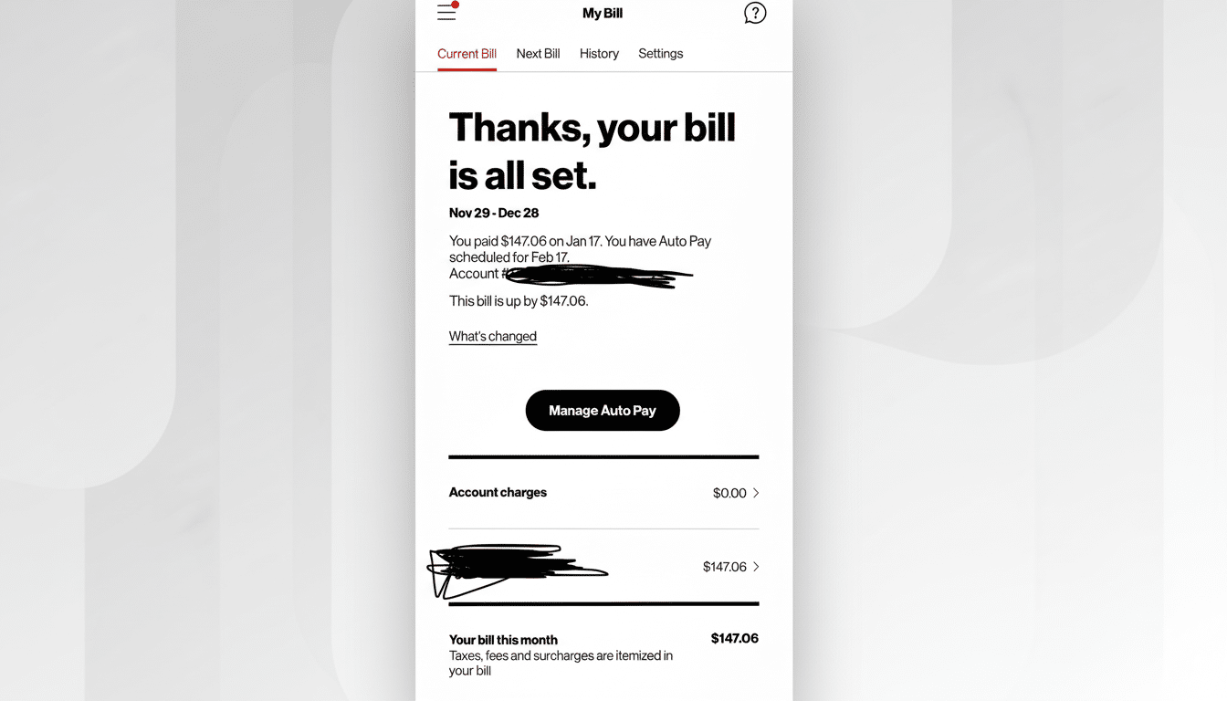 A mobile app screen displaying a bill confirmation, resized to a 16:9 aspect ratio with a professional flat design background.