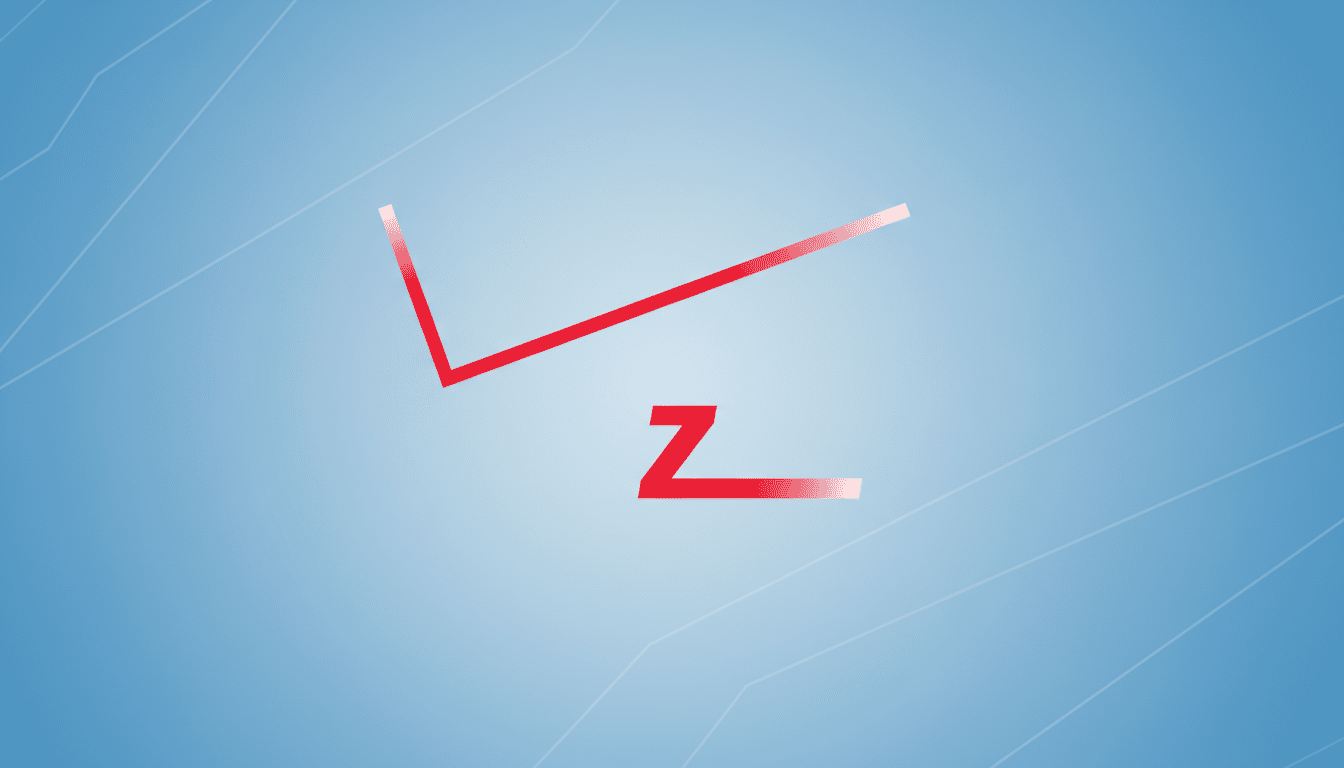 The Verizon logo, featuring a stylized red V and Z with a gradient effect, centered on a light blue background with subtle white line patterns.