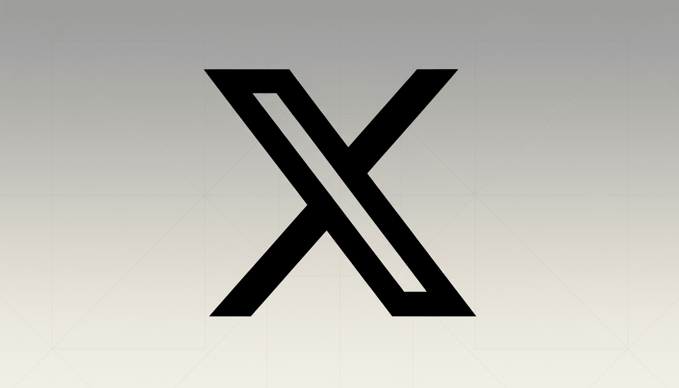 A black stylized letter X logo with a diagonal line through its center, set against a professional flat design background with a subtle light gray gradient and soft geometric patterns.