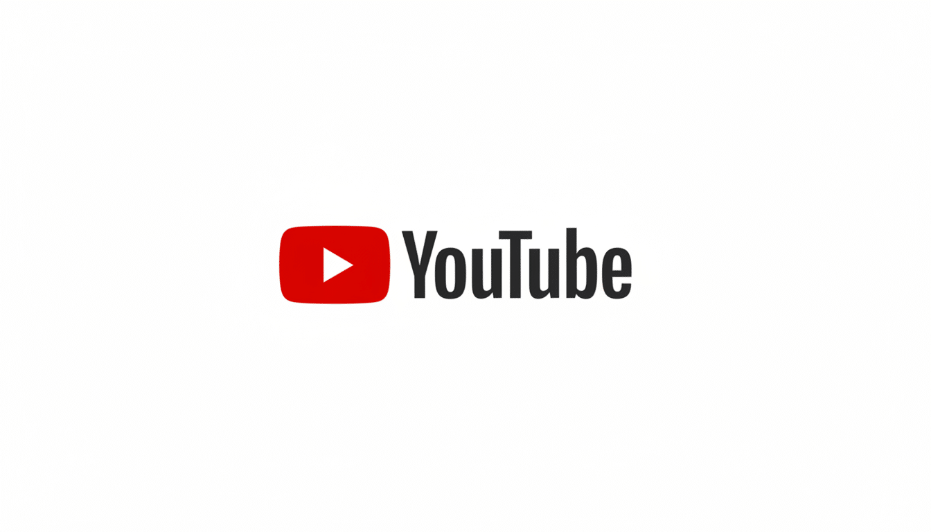 The YouTube logo, featuring a red play button icon next to the word YouTube in black text, centered on a white background with a 16:9 aspect ratio.