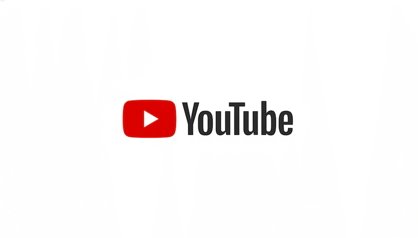 The YouTube logo, featuring a red play button icon next to the word YouTube in black text, set against a white background.