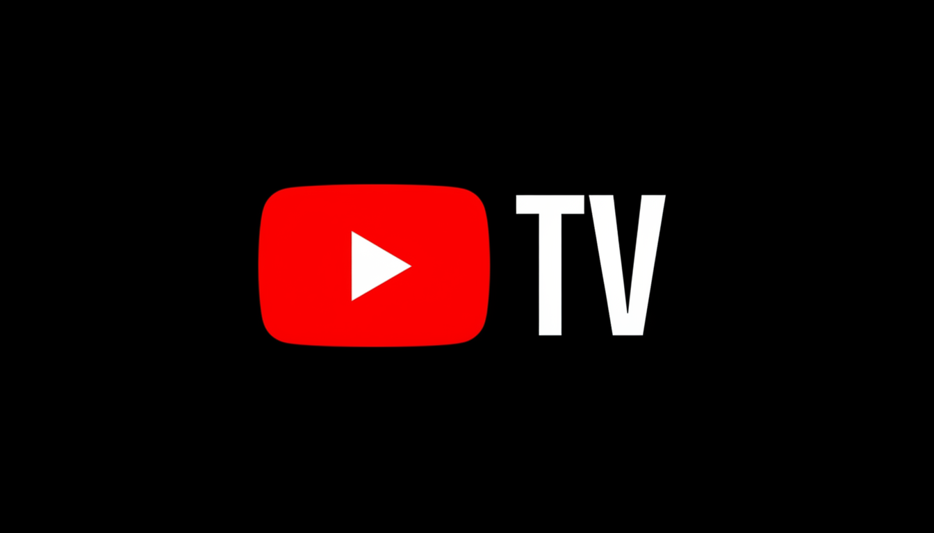 The YouTube TV logo, featuring a red play button icon next to the white text TV, set against a black background.