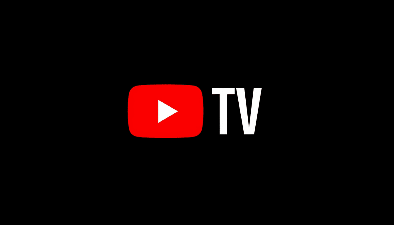 The YouTube TV logo, featuring a red play button icon next to the white text TV, all set against a black background.