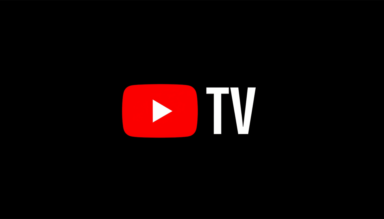 The YouTube TV logo, featuring a red play button icon next to the white text TV, centered on a black background.