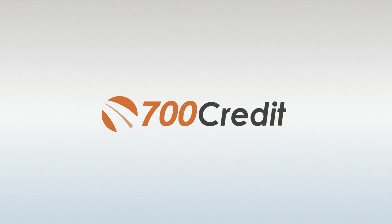 The 700Credit logo, featuring an orange abstract road icon next to the word 700Credit in orange and dark gray, presented on a professional light gray gradient background.