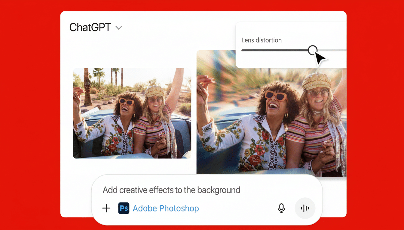 Adobe Photoshop tools integrated into ChatGPT interface